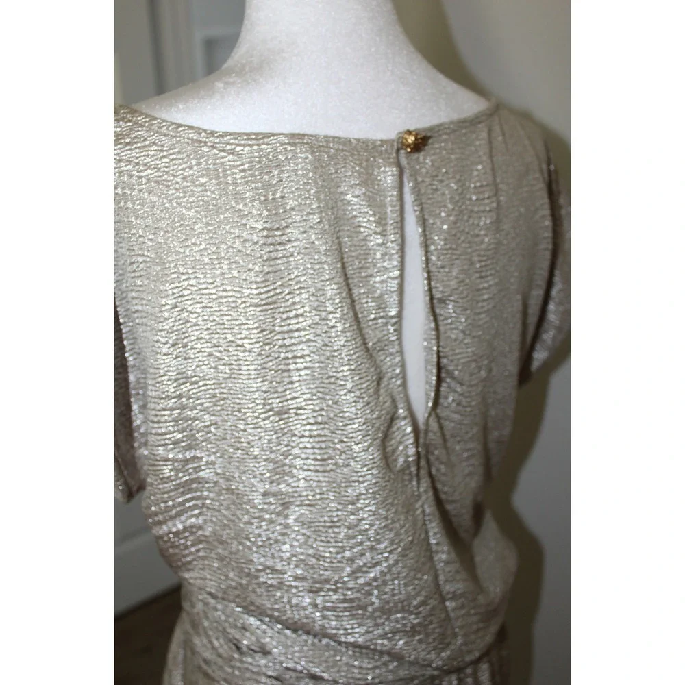 BCBGeneration Silver Metallic Textured Mini Dress‎ Women's 0 Pockets Party Drop
